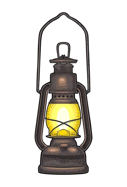 Antieke retro gas lamp. Vintage zwarte gravure van illustratie — Stockvector