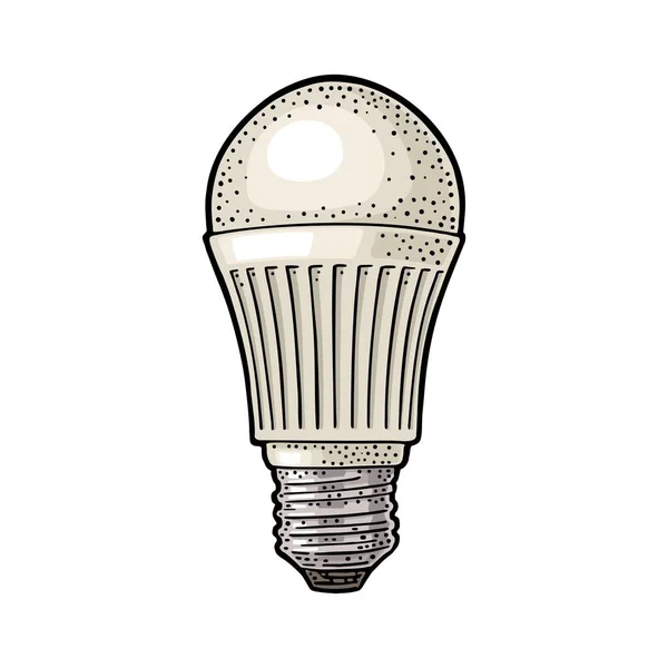 LED light bulb lamp. Vector vintage engraving on white background — Stock Vector