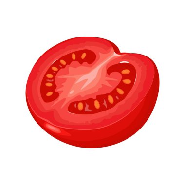 Yarım domates. Vektör düz renk çizim.