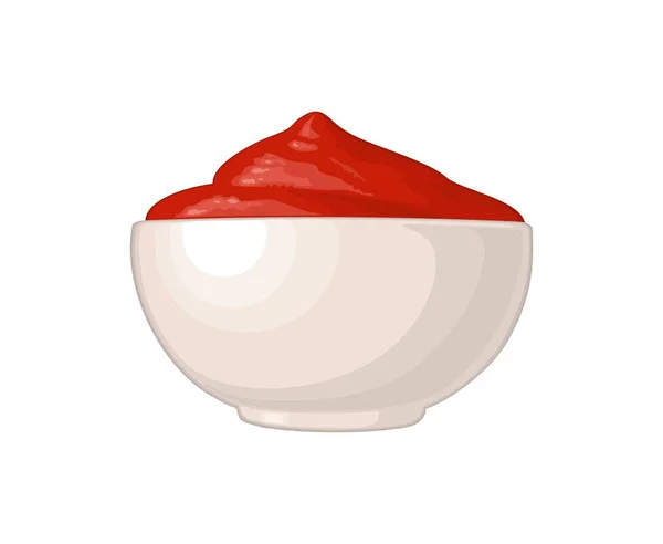 Tomatsås i plattan. Vektor platt illustration isolerade på vit — Stock vektor