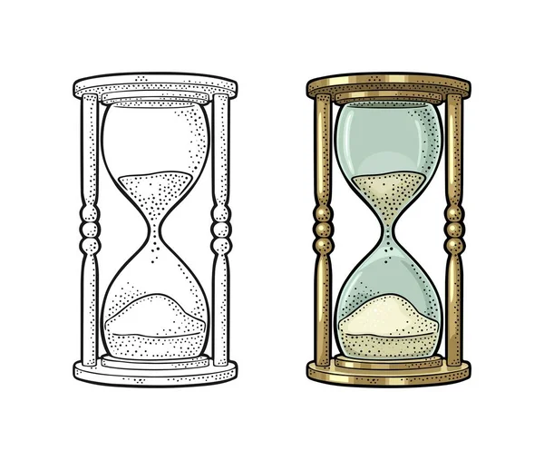 Reloj de arena retro. Grabado vectorial vintage — Vector de stock