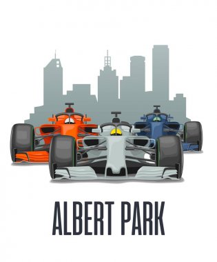 CityLine Melbourne ve üç yarış araba Grand Prix Avustralya üzerinde.