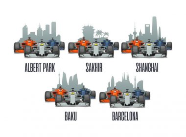Sakhir, Barcelona, Shanghai, Melbourne, Bakü. Grand Prix yarışmaları CityLine ve yarış arabaları.