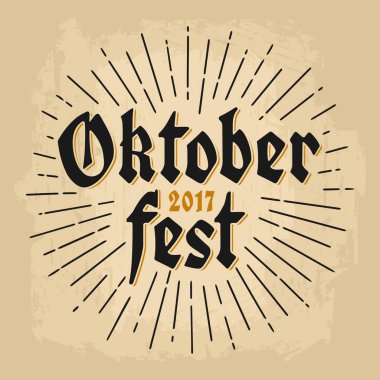 Oktoberfest 2017 yazı. Vektör vintage oyma çizim