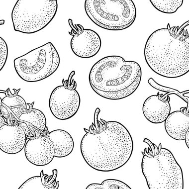 Sorunsuz imkanı desen ile domates, yarım dilim ve şube.