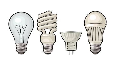 Evrim türü elektrik lambası. Akkor ampul, halojen, cfl ve yol açtı.