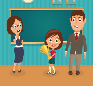 Öğretmen, adam ve kız bir holding. İç sınıf.