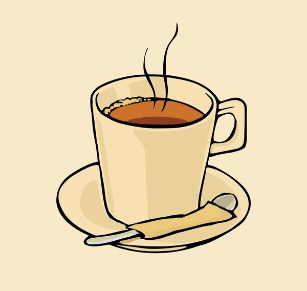 Kaffeetasse mit Espresso vorhanden. Vektor Farbe vintage Illustration. — Stockvektor