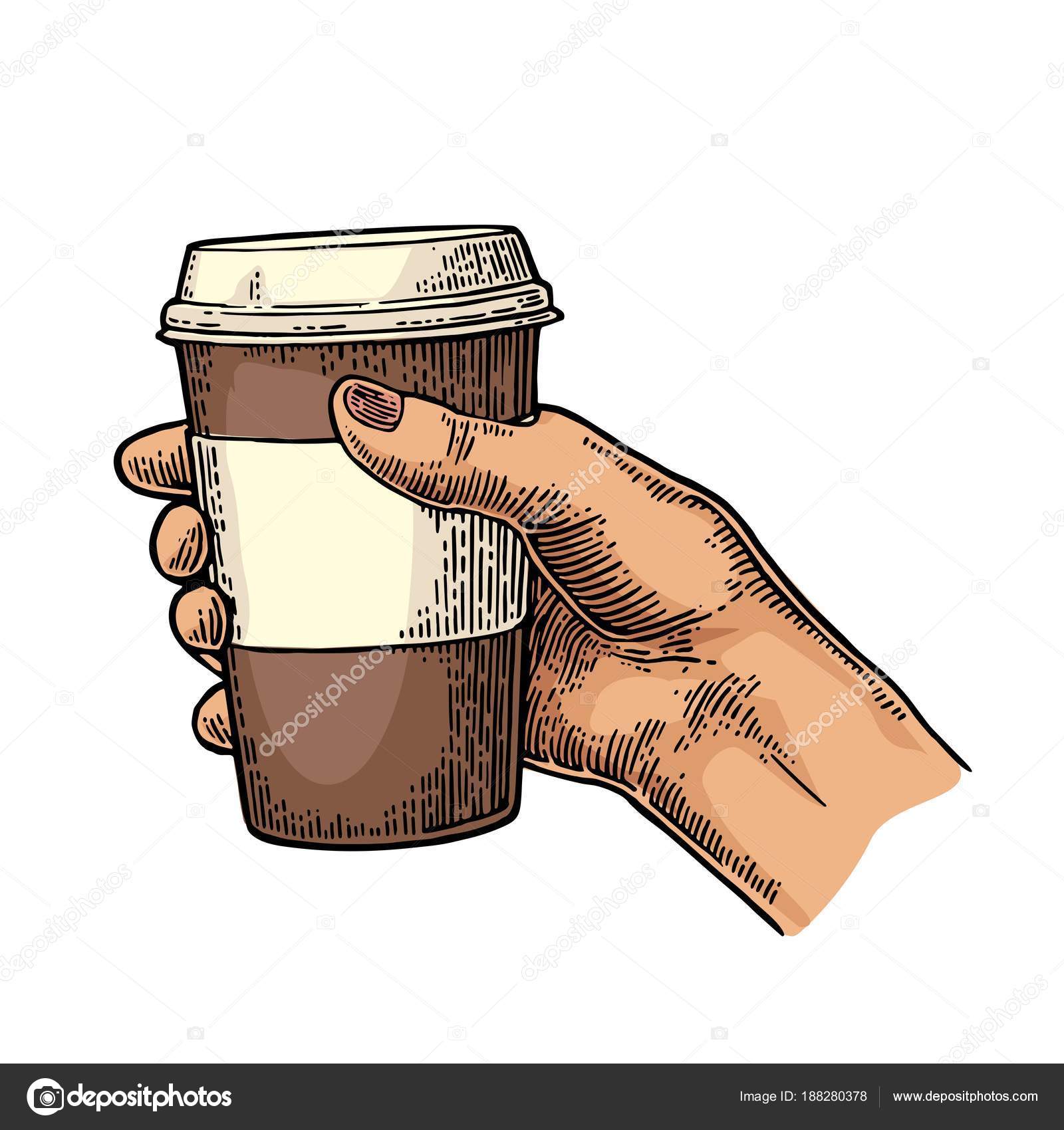White paper cup with a brown cover label Vector Image