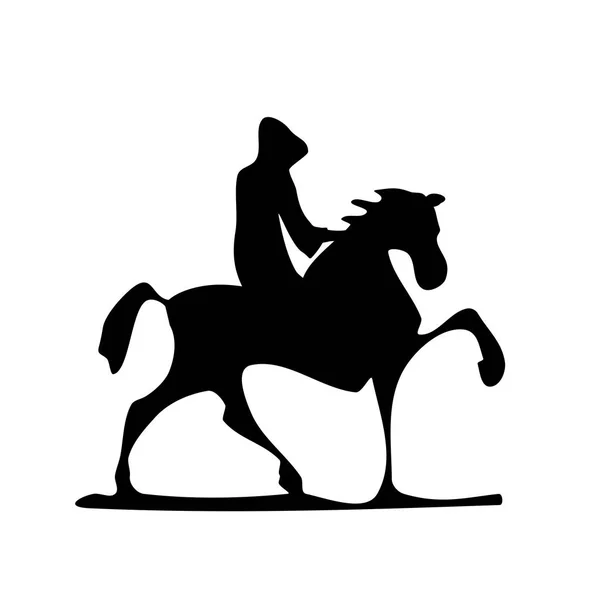 The rider in the clothes of a pilgrim galloping on horse. — Stock Vector