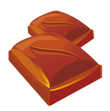 İki çikolata parçaları. Vektör düz renk çizim