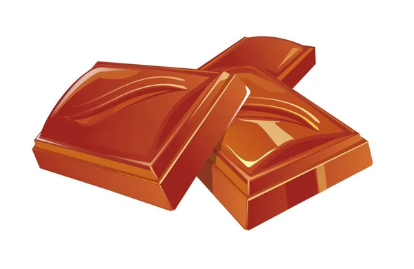 Drie chocoladestukjes. Vectorillustratie egale kleur — Stockvector