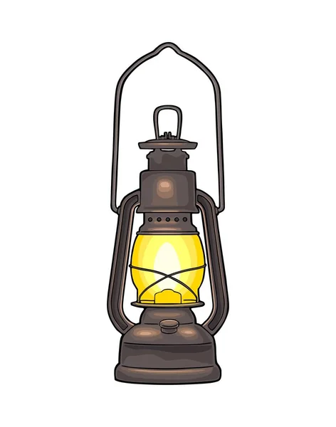 Antike Retro-Gaslampe. Gravur-Illustration in Schwarz — Stockvektor