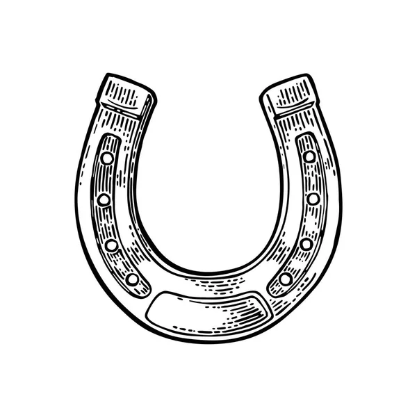 Horseshoe. Vintage vector engraving illustration for info graphic, poster, web. Black on white background — Stock Vector