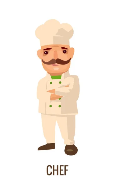 Fier chef cuisinier homme aux bras croisés. Icône plate vectorielle — Image vectorielle