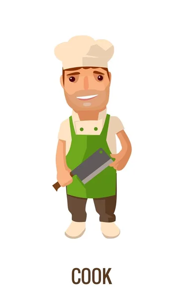 Cocinero con cuchillo. Ilustración plana del vector — Vector de stock