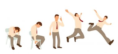 Karakter pozlar ayarlayın. işadamı stres altında silah sallayarak adamdır