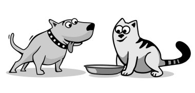 Köpek kedi maması yemek istiyor.