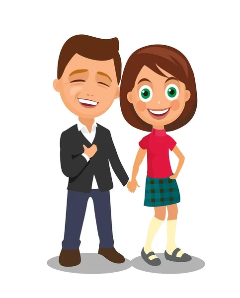 Couple holding hands. Color flar vector illustration isolated white background — Stock Vector