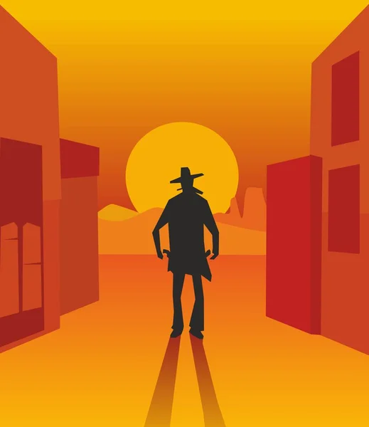 Wild west Gunslinger. — Stockvector