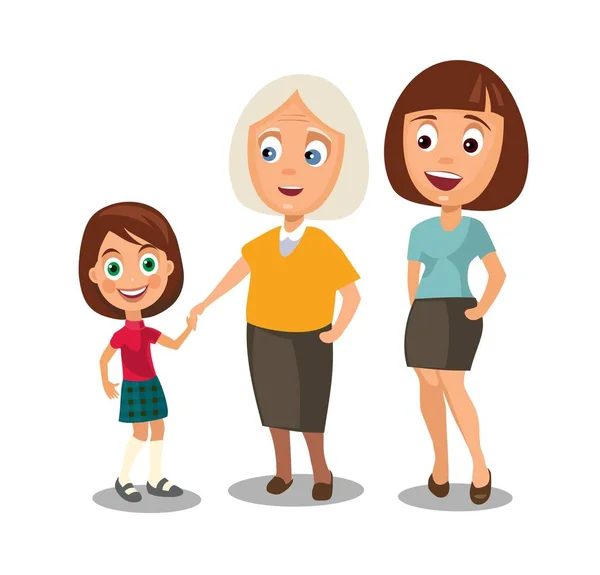 Establecer generaciones mujer diferentes edades de niño a abuela . — Vector de stock