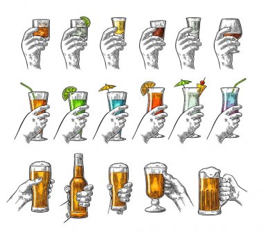 El tutarak cam tekila, votka, ROM, konyak, viski, cin, kokteyl.