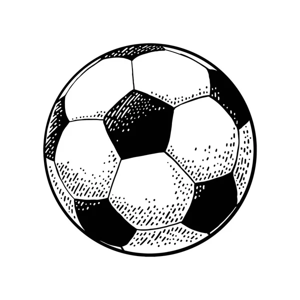 Μπάλα ποδοσφαίρου. Χαρακτική μαύρο εκλεκτής ποιότητας διανυσματικά εικονογράφηση. — Διανυσματικό Αρχείο
