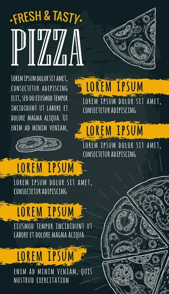 Pizza de menu de restaurante ou café com texto . — Vetor de Stock