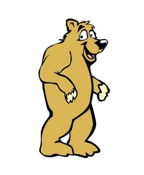 Стоящий медведь. Цветной векторный плоский рисунок на белом фоне . — стоковый вектор