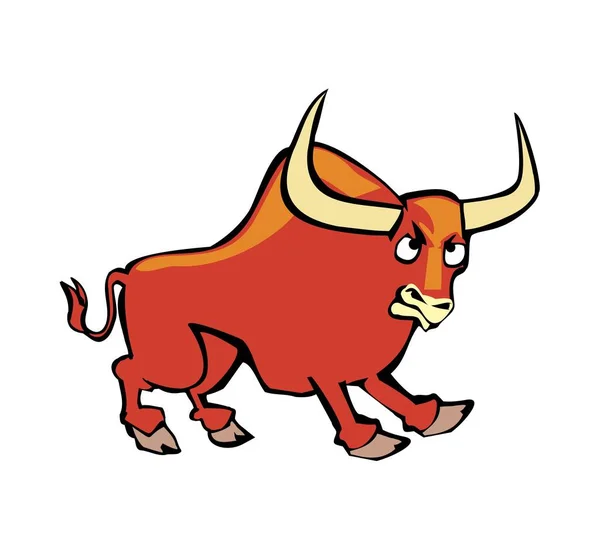 Bull parou abruptamente. Ilustração plana do vetor da cor no fundo branco . —  Vetores de Stock