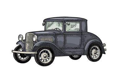 Retro araba coupe. Yan görünümü. Vintage renk oyma