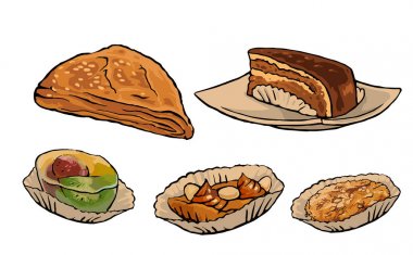 Farklı kek ve tatlı Cafe menü olarak ayarla.