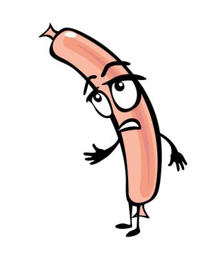Sosis karikatür ellerini üzücü. Renk vektör