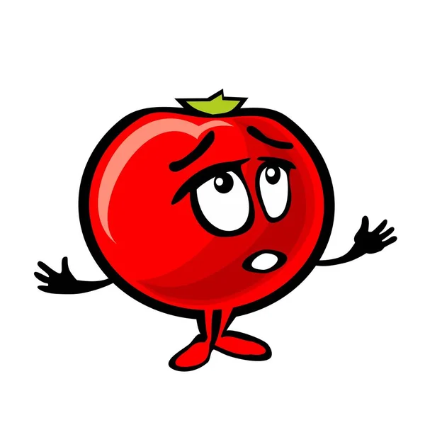 Cartone animato di pomodoro sorpreso. Illustrazione piatta a colori — Vettoriale Stock