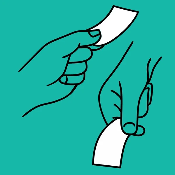 Ręką, dając papieru. Ilustracja wektorowa na etykiecie, ikona, web — Wektor stockowy