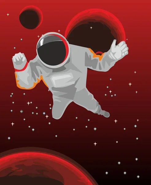 Conceito espacial com astronauta . —  Vetores de Stock