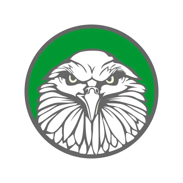 Águila en círculo verde. Ilustración vectorial plana. Para etiqueta, logotipo, diseño web, folleto, póster . — Archivo Imágenes Vectoriales
