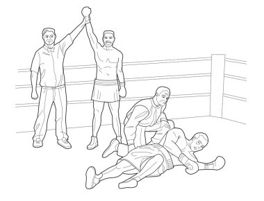 Boks. Siyah ve beyaz vektör çizim