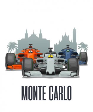 CityLine Monte Carlo ve Grand Prix Monaco üzerinde üç yarış araba.