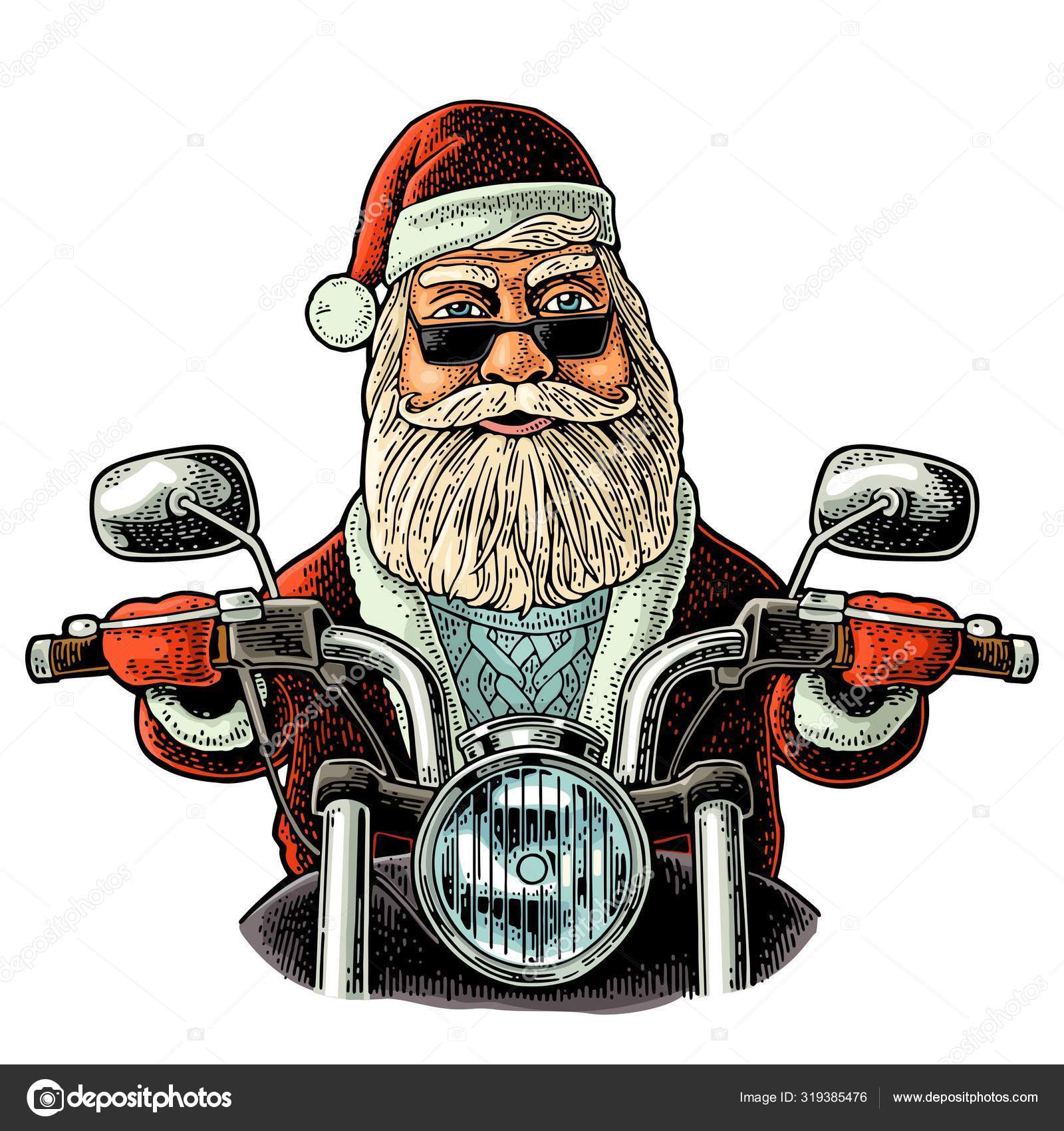 Santa Claus Conduite Une Moto Personnalisée Création Illustration Numérique  Peinture 3d Illustration Stock - Illustration du moteur, rouge: 268069068