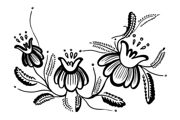 Patrón floral. Elementos decorativos ornamentales vectoriales de flores y hojas . — Vector de stock