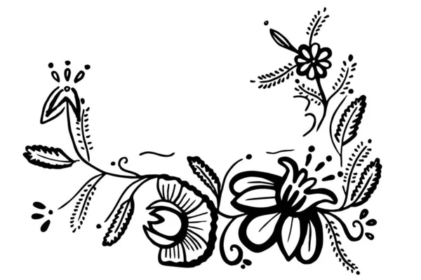 Patrón floral. Elementos decorativos ornamentales vectoriales de flores y hojas . — Vector de stock