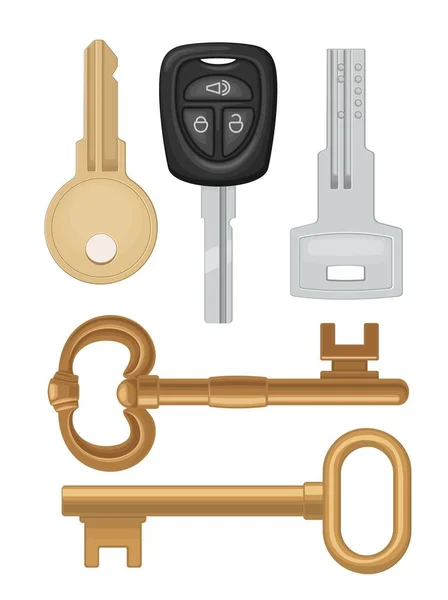 Schlüsselsymbole setzen. Klassisch, klassisch, klassisch, modern. flache Abbildung — Stockvektor