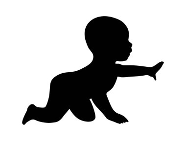 Çocuk silueti. Beyaz üzerine izole edilmiş siyah vektör simgesi