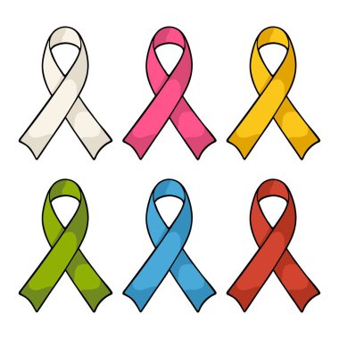 Renk kurdelelerini beyaz arkaplanda izole edilmiş farkındalık için ayarla.