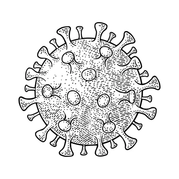 Cellule Bactérienne Coronavirus Gravure Vintage Vecteur Noir Illustration Isolé Sur — Image vectorielle