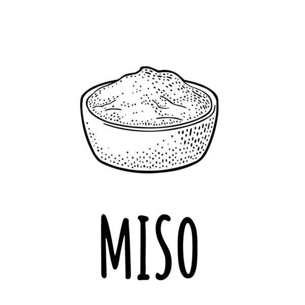 Miso. vektor svart vintage gravyr illustration isolerad på vit bakgrund — Stock vektor