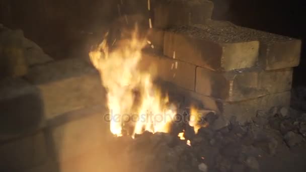 Les braises mourantes dans la cheminée — Video