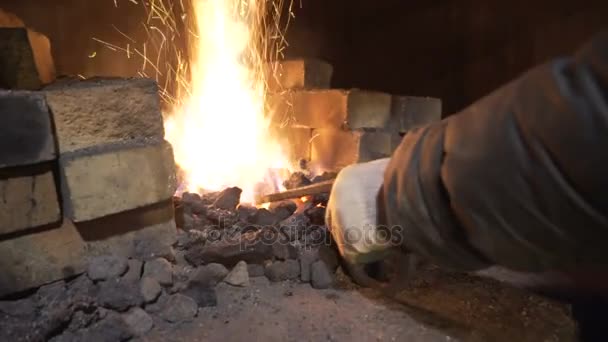 Yanan alevler içinde bir Forge — Stok video
