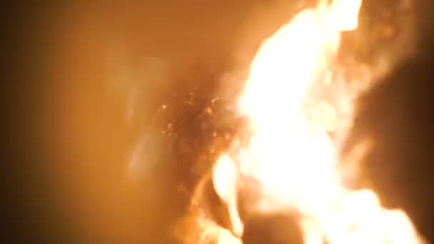 Gros plan de flammes brûlant sur fond noir 